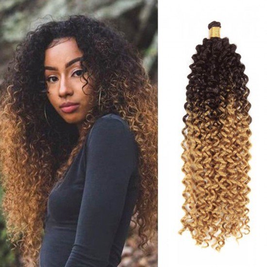 14 Inches Ombre Kinky Curly Hair Water Wave Hair Synthetic Fiber Braiding  Hair 3packs - Elighty