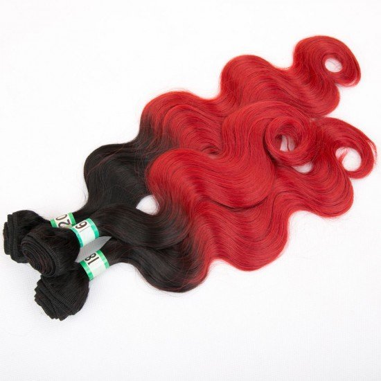 3 Bundles Ombre Synthetic Hair Extensions Body Wave