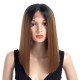 16 Inches Short Straight Wigs Ombre Color