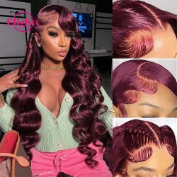  99j Burgundy Body Wave 13*4 Lace Front Human Hair Wig 